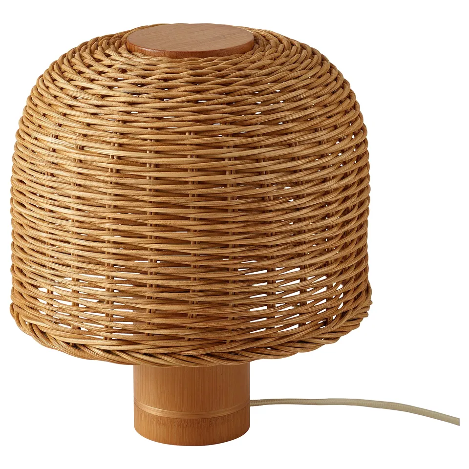 VATERBOM Table lamp, bamboo/rattan, 27 cm