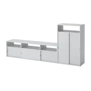 SPIKSMED TV storage combination, light grey, Depth 32 x Height 96.4 x Width 214.6 cm