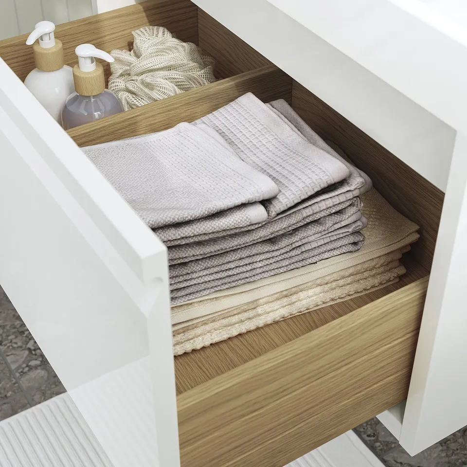 ÄNGSJÖN / BACKSJÖN Wash-stnd w drawer/wash-basin, high-gloss white, 60x48x39 cm