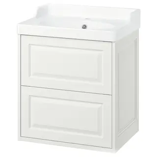 TÄNNFORSEN / RUTSJÖN wash-stnd w drawers/wash-basin, white, 62x49x74 cm
