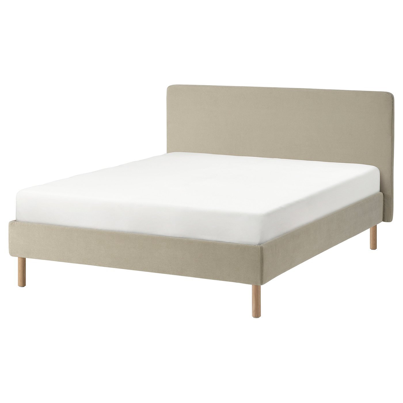 TÄRNKULLEN upholstered bed frame, Kelinge beige/Lindbåden, 180x200 cm