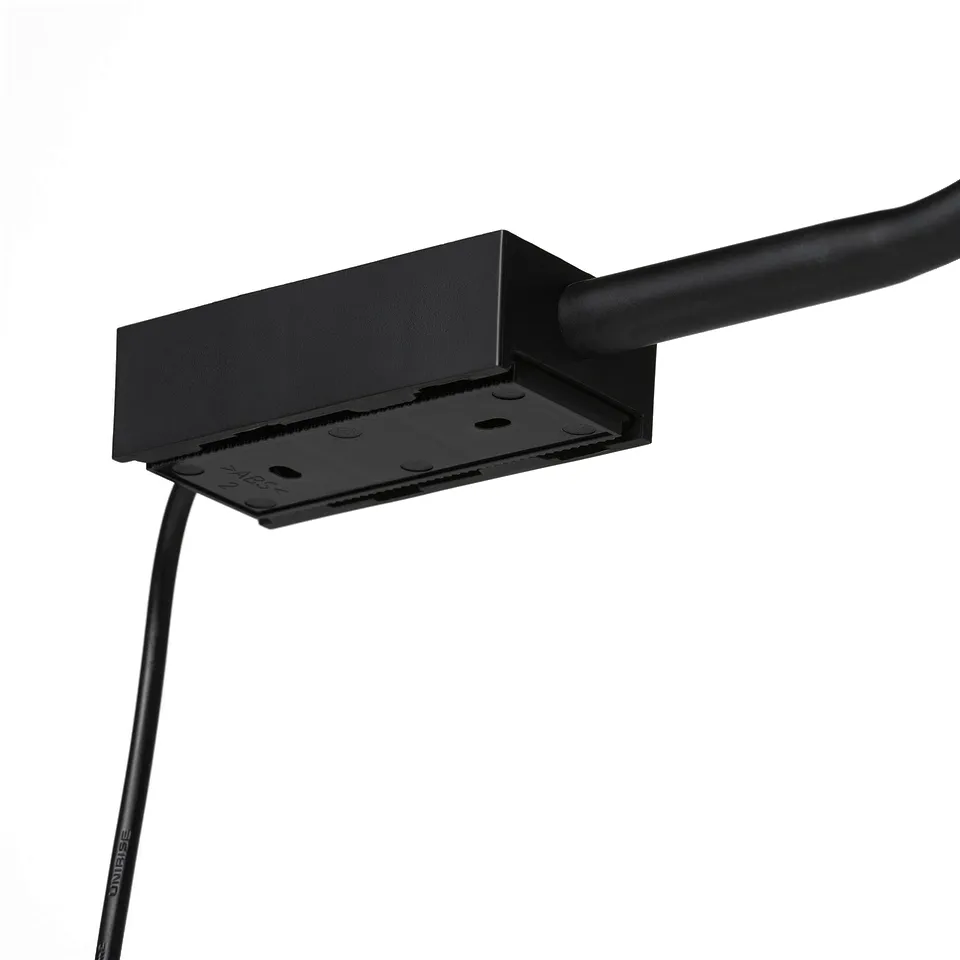 Black adjustable lamp with sleek design, robust build quality, and flexible arm.