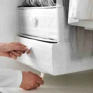 SKUBB set: storage with 6 compartments + box with compartments x2, white, 35x45x125 cm