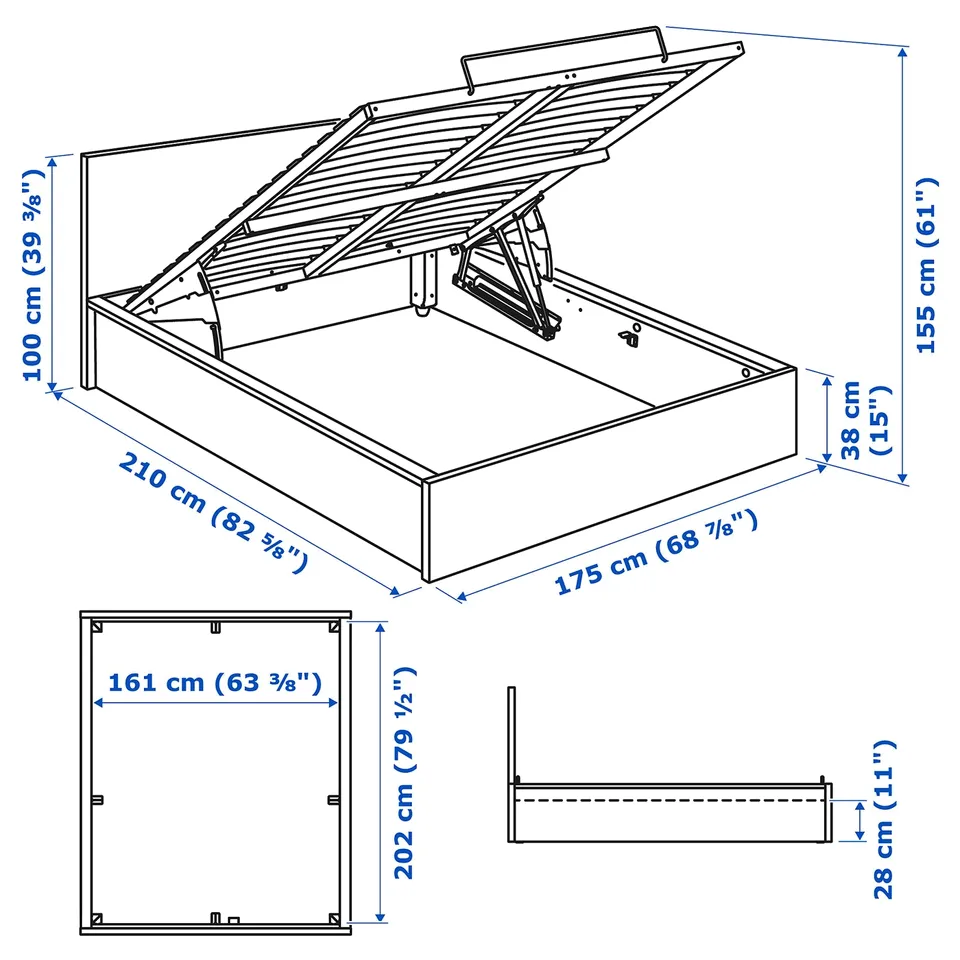 Illustration with measurements for the product: MALM.