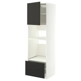 METOD / MAXIMERA high cabinet f built-in appliances, white/Nickebo matt anthracite, 60x60x200 cm