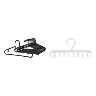 SLIBB/SPRUTTIG set: hanger + hanger with 8 grip clips, black + green, Width 39 cm