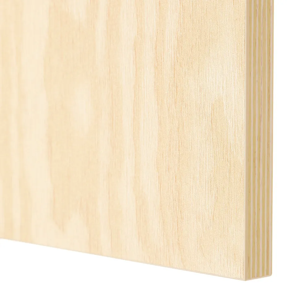 Close-up of smooth, light wooden panel with visible grain textures, showcasing high-quality craftsmanship.