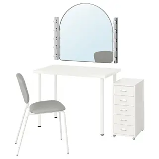 LINNMON / VIHALS desk and chair, white/beige-grey, 100x60 cm
