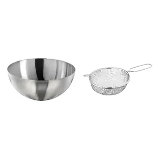 BLANDA/IDEALISK set: serving bowl + strainer, stainless steel, 28 cm