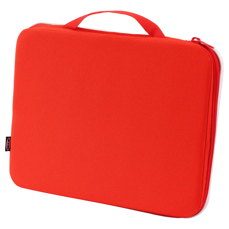 Bright red MÅLA art case, featuring zip closure and handle, ideal for carrying art supplies.
