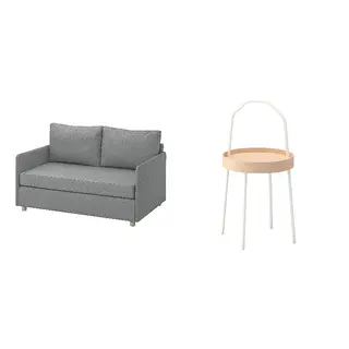 BURVIK/FRIDHULT set: sofa-bed + side table, Knisa light grey + white, Depth 76 x Height 61 x Width 126 cm