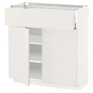 METOD / MAXIMERA base cabinet with drawer/2 doors, white/Veddinge white, 80x37x80 cm