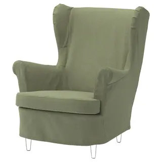STRANDMON slipcover for wing chair, Naggen grey-green