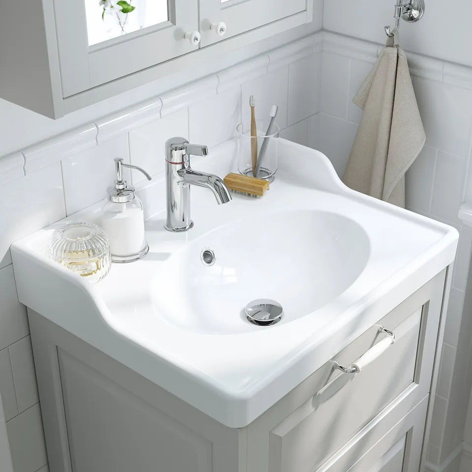 TÄNNFORSEN / RUTSJÖN Wash-stnd w drawers/wash-basin, white, 62x49x74 cm