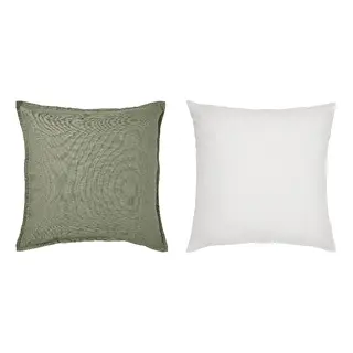 DYTÅG/FJÄDRAR set: cushion cover + cushion pad, grey-green + off-white, 50x50 cm