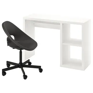 KALLAX / ELDBERGET desk and chair, white/dark grey black, 111x39 cm