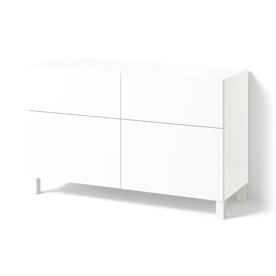 BESTÅ Storage combination w doors/drawers, Förvaltare white/Stubbarp white, 120x42x74 cm