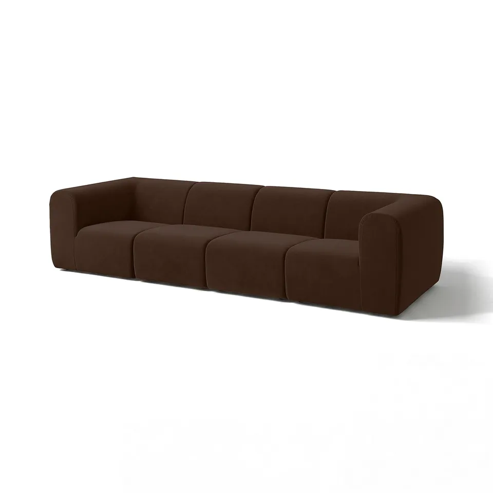 Modern dark brown fabric sofa with sleek design.