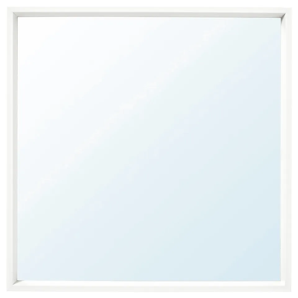 A square NISSEDAL mirror with a white frame and simple, clean lines. Suitable for any room, it has a timeless and minimalist design.