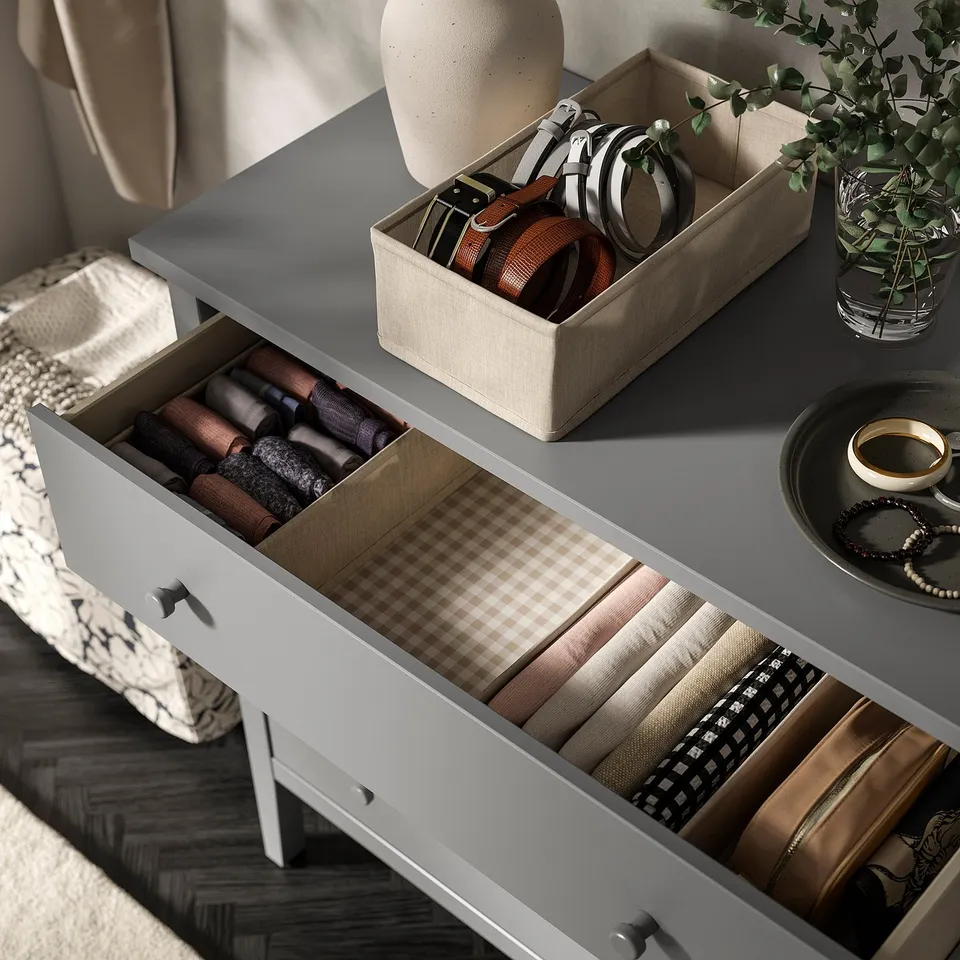 GULLABERG Chest of 3 drawers, grey/anchor/unlock-function, 99x48x100 cm