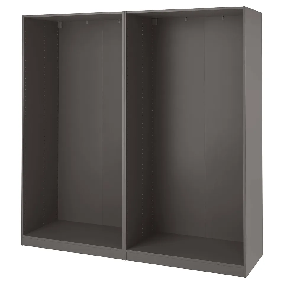 Black PAX wardrobe frame, rectangular, minimalist design.