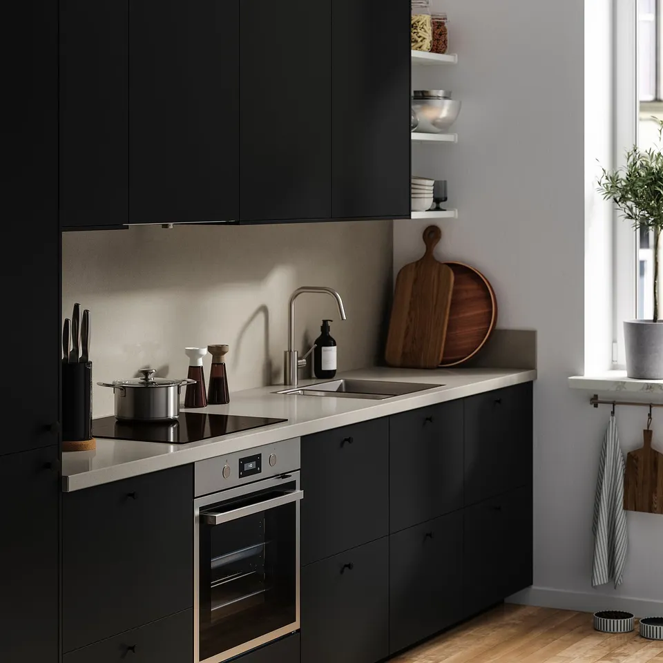 LOCKEBO Custom made worktop, beige stone effect/glass composite, 1 m²x4.0 cm