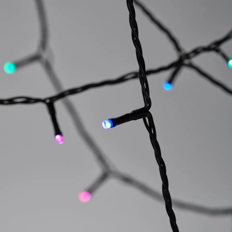 High-quality string lights with vibrant blue bulb, ideal for festive decor.