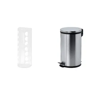 SNÖRPA/VARIERA set: pedal bin + plastic bag dispenser, stainless steel + white, Height 27 cm