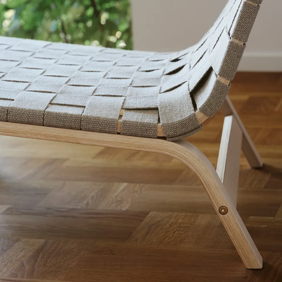 STOCKHOLM 2025 chair - birch veneer frame, woven linen seat, timeless design.
