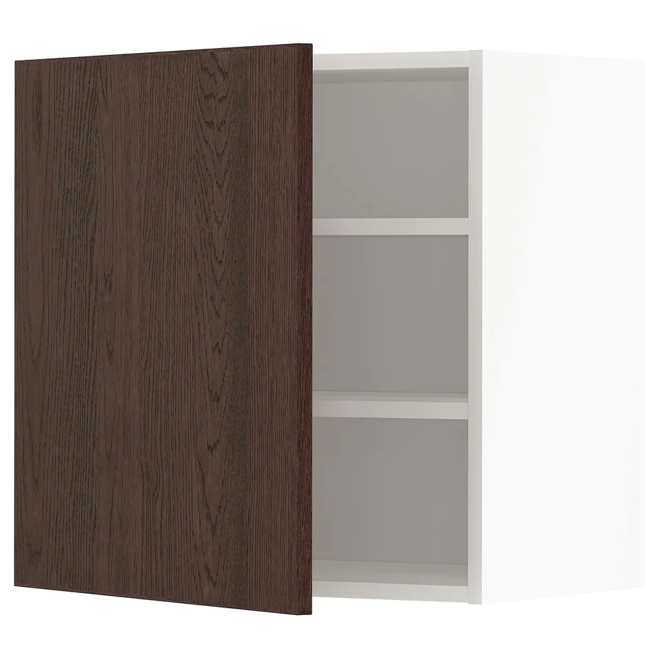 METOD kitchen cabinet, dark brown sinarp wood, adjustable shelf, right/left mount.