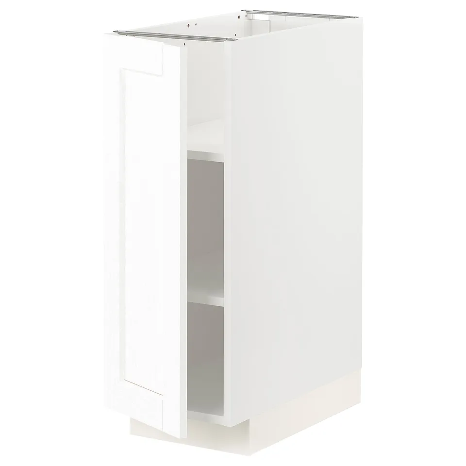 White METOD kitchen cabinet, smooth grain, single door, adjustable shelves, modern design.