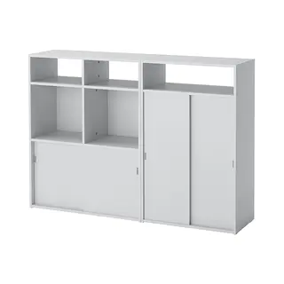 SPIKSMED set: cabinet + open shelving unit, light grey, Depth 32 x Height 96 x Width 59.5 cm