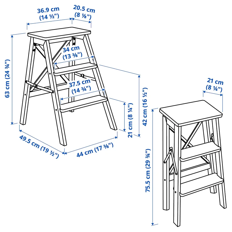 Illustration with measurements for the product: BEKVÄM.