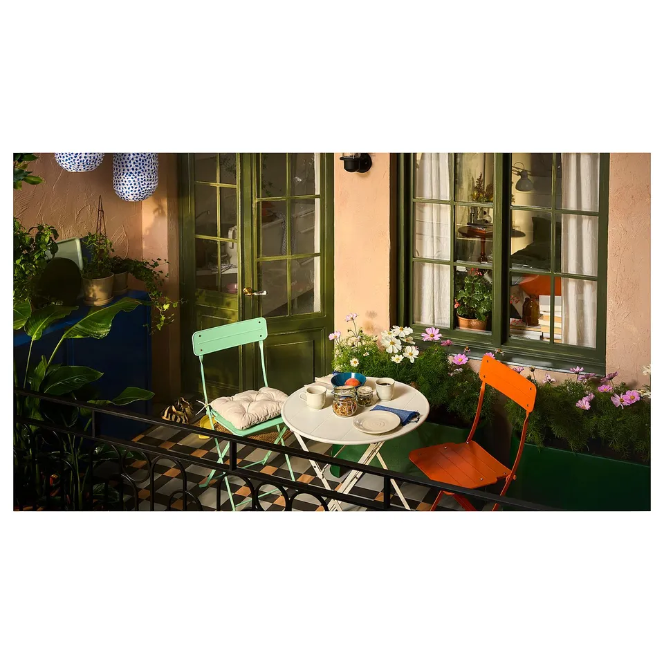 SUNDSÖ Folding chair, light green outdoor