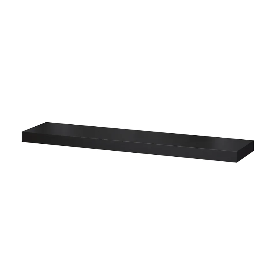 A bLACK ikea LACK wall shelf, rectangular, with hidden suspension brackets for a sleek, discreet look.