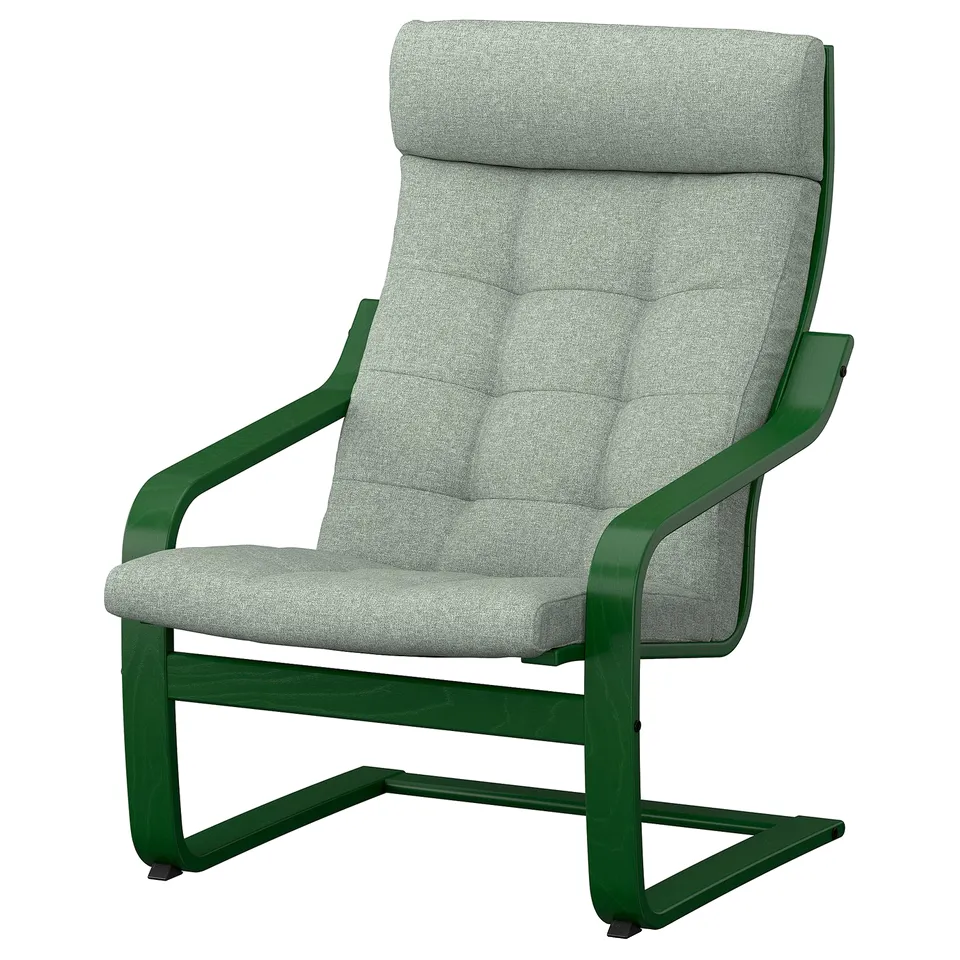 POÄNG Armchair, dark green/Gunnared light green