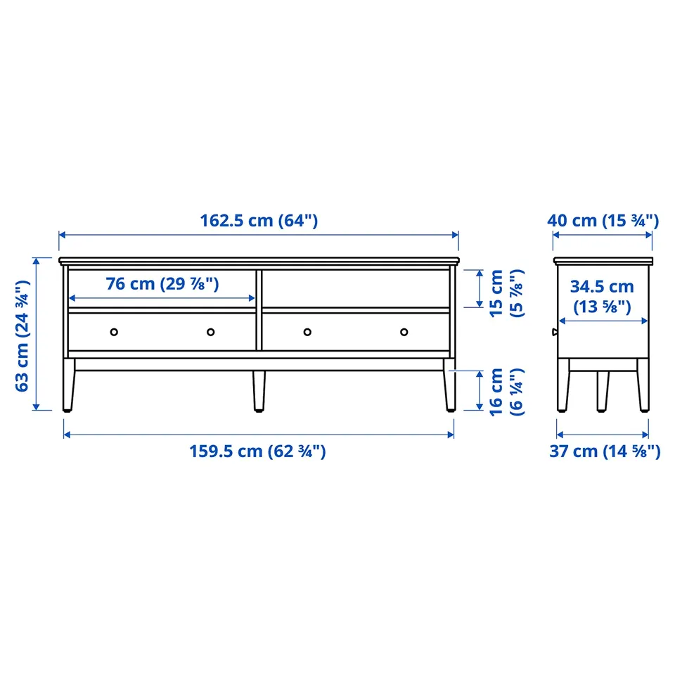 Illustration with measurements for the product: IDANÄS.
