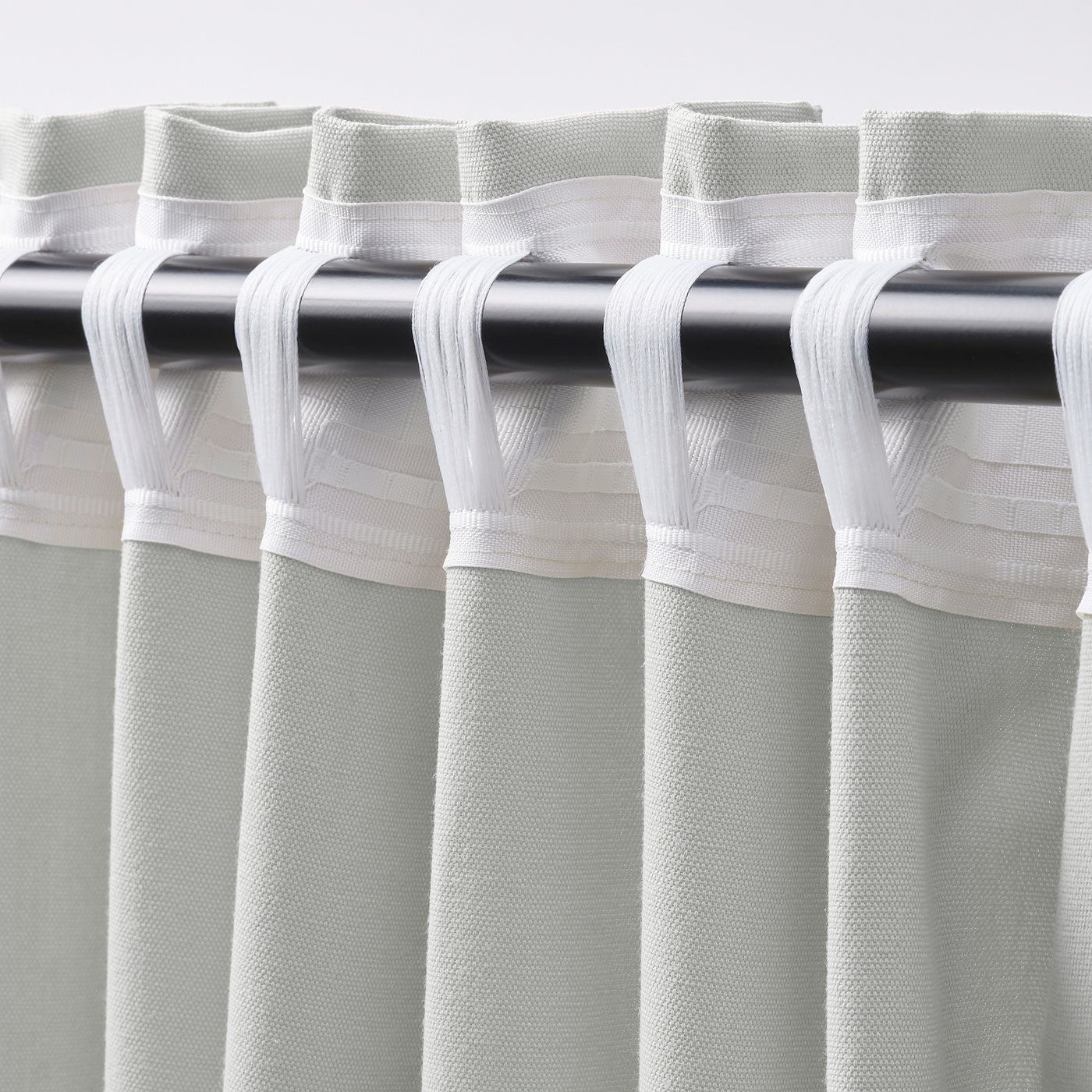 GINSTMOTT Curtains, 1 pair, white/with heading tape, 145x300 cm