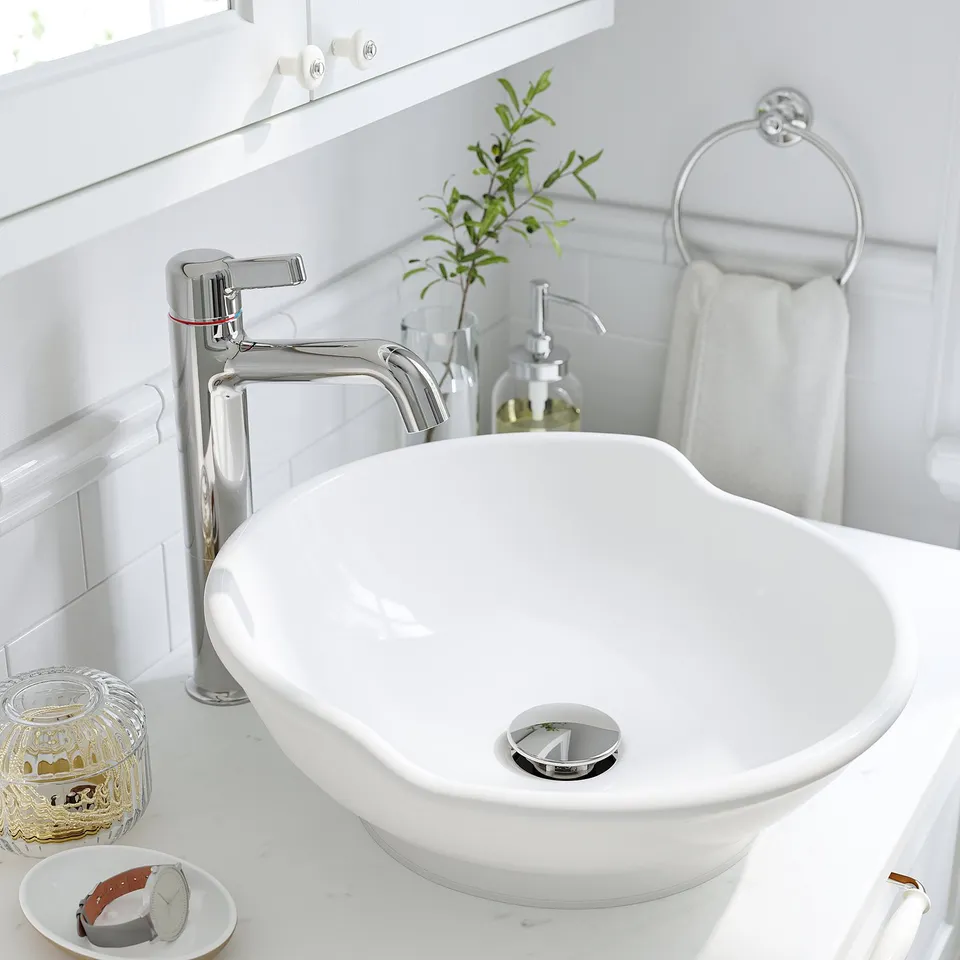 TÄNNFORSEN / VÄSTERSJÖN Wash-stnd w drawers/wash-basin, light grey/black marble effect, 82x49x79 cm
