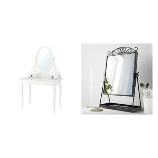 HEMNES/KARMSUND set: dressing table + table mirror, white + black, 100x50 cm