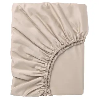NATTJASMIN fitted sheet, light beige, 160x200 cm