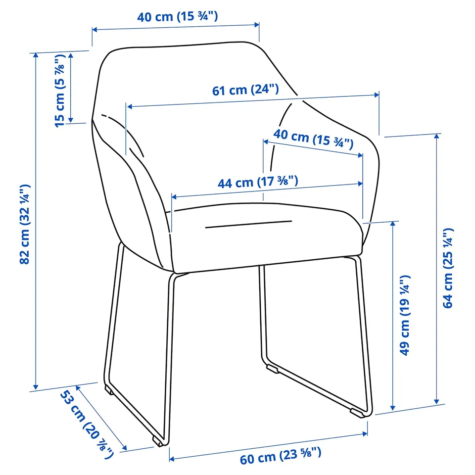 Illustration with measurements for the product: MÖRBYLÅNGA.