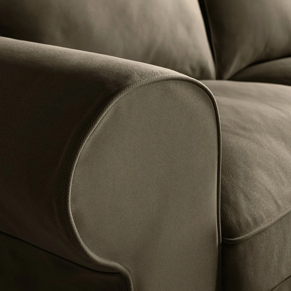 EKTORP Armchair and footstool, Kilanda grey-brown