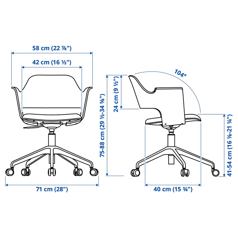 Illustration with measurements for the product: RIDSPÖ.