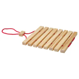 HALVNÄBB pot stand, extendable bright red/pine, 16-32x20 cm