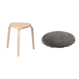 KYRRE/MALÖRTSMOTT set: stool + chair pad, birch + grey, Width 42 x Depth 48 x Height 45 cm