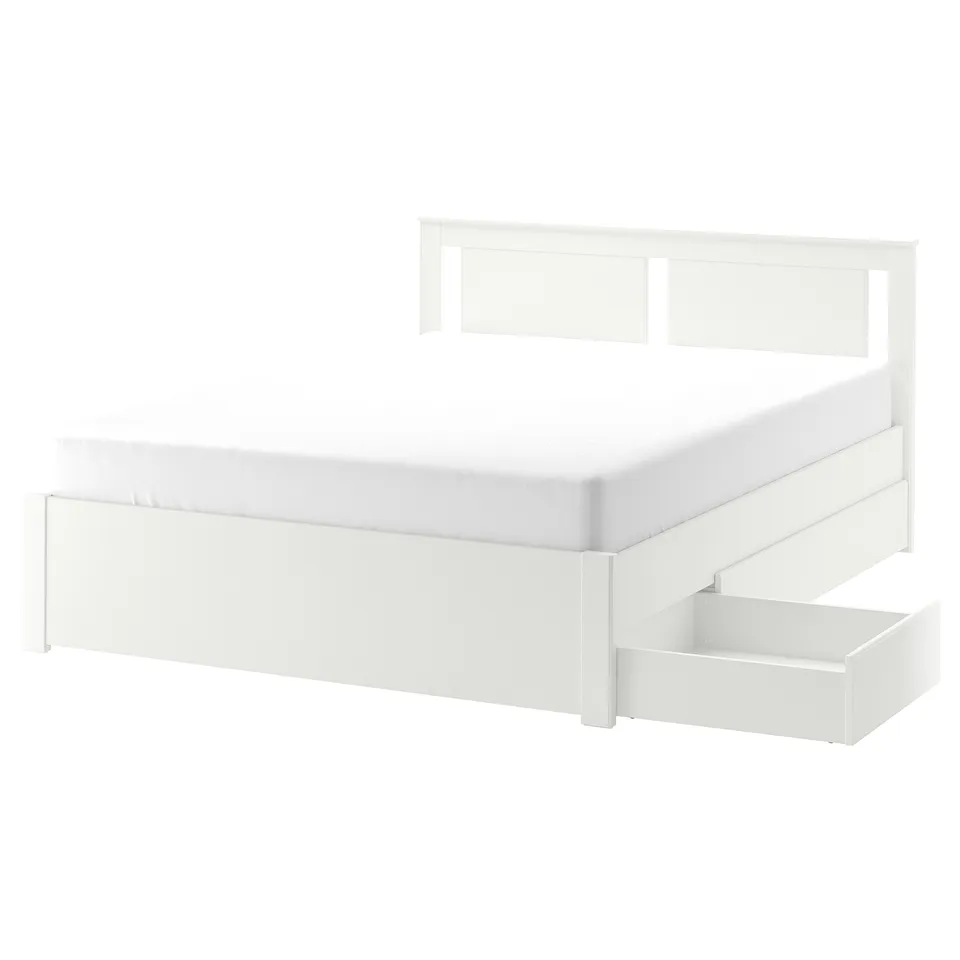 part: SONGESAND bed frame with 4 storage boxes