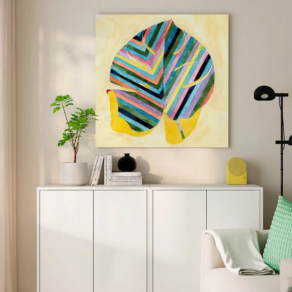 PJÄTTERYD Picture, striped leaf, 90x90 cm