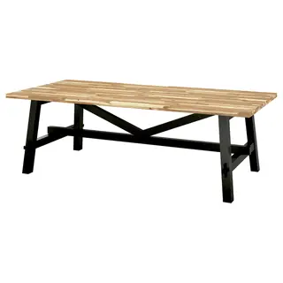 SKOGSTA dining table, acacia/black, 235x100 cm