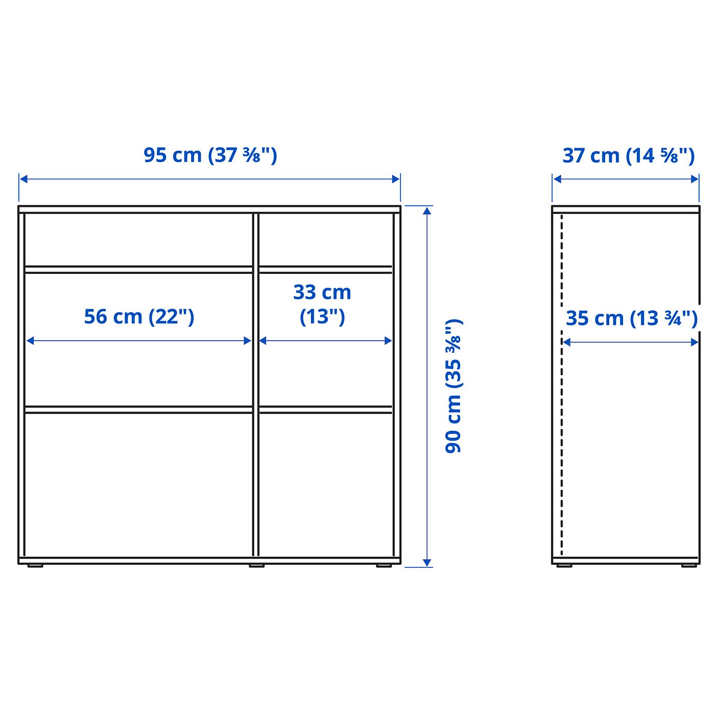 Illustration with measurements for the product: VIHALS.